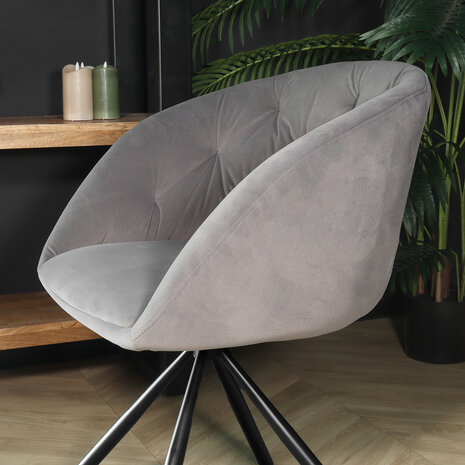 Lizzely Garden & Living Eetkamerstoel draaibaar Tamara grijs velvet draaibare eetstoel Lizzely Garden & Living Eetkamerstoel draaibaar Tamara grijs velvet draaibare eetstoel