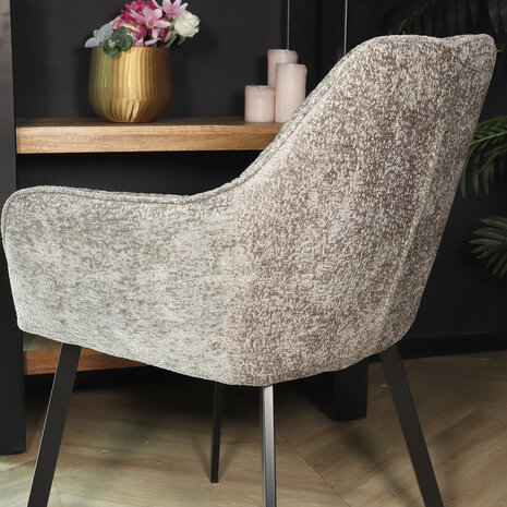 Lizzely Garden & Living Eetkamerstoel met armleuning Yurgan chenille grijs eetstoel Lizzely Garden & Living Eetkamerstoel met armleuning Yurgan chenille grijs eetstoel