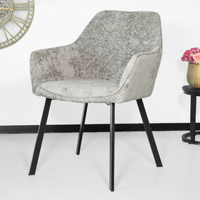 Lizzely Garden & Living Eetkamerstoel met armleuning Yurgan chenille grijs eetstoel Lizzely Garden & Living Eetkamerstoel met armleuning Yurgan chenille grijs eetstoel