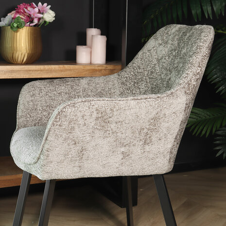 Lizzely Garden & Living Eetkamerstoel met armleuning Yurgan chenille grijs eetstoel Lizzely Garden & Living Eetkamerstoel met armleuning Yurgan chenille grijs eetstoel
