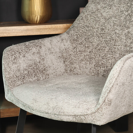 Lizzely Garden & Living Eetkamerstoel met armleuning Yurgan chenille grijs eetstoel Lizzely Garden & Living Eetkamerstoel met armleuning Yurgan chenille grijs eetstoel