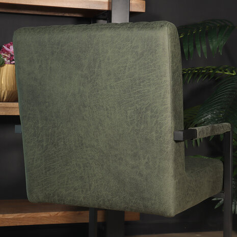 Lizzely Garden & Living Eetkamerstoel met armleuning Timor donkergroen microvezel eetstoel