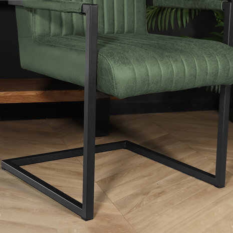 Lizzely Garden & Living Eetkamerstoel met armleuning Timor donkergroen microvezel eetstoel