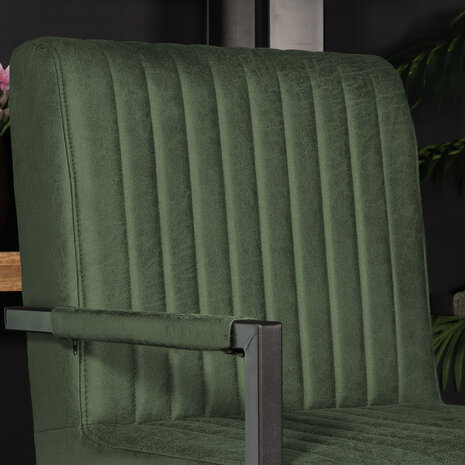 Lizzely Garden & Living Eetkamerstoel met armleuning Timor donkergroen microvezel eetstoel