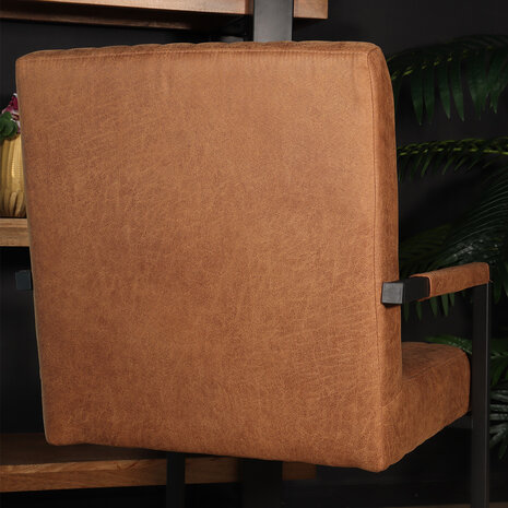 Lizzely Garden & Living Eetkamerstoel met armleuning Timor cognac microvezel eetstoel Lizzely Garden & Living Eetkamerstoel met armleuning Timor cognac microvezel eetstoel