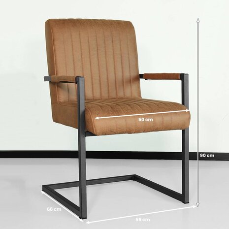 Lizzely Garden & Living Eetkamerstoel met armleuning Timor cognac microvezel eetstoel Lizzely Garden & Living Eetkamerstoel met armleuning Timor cognac microvezel eetstoel