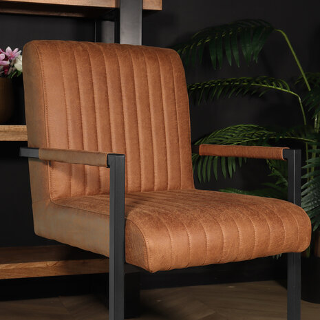 Lizzely Garden & Living Eetkamerstoel met armleuning Timor cognac microvezel eetstoel Lizzely Garden & Living Eetkamerstoel met armleuning Timor cognac microvezel eetstoel