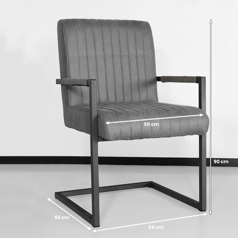 Lizzely Garden & Living Eetkamerstoel met armleuning Timor antraciet microvezel eetstoel