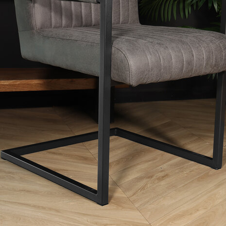 Lizzely Garden & Living Eetkamerstoel met armleuning Timor antraciet microvezel eetstoel