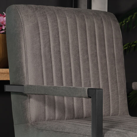 Lizzely Garden & Living Eetkamerstoel met armleuning Timor antraciet microvezel eetstoel