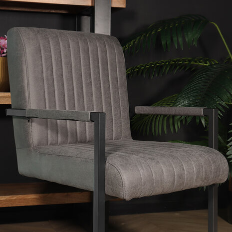 Lizzely Garden & Living Eetkamerstoel met armleuning Timor antraciet microvezel eetstoel