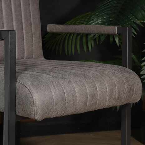 Lizzely Garden & Living Eetkamerstoel met armleuning Timor antraciet microvezel eetstoel