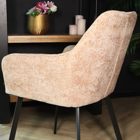 Lizzely Garden & Living Eetkamerstoel met armleuning Yurgan chenille taupe eetstoel Lizzely Garden & Living Eetkamerstoel met armleuning Yurgan chenille taupe eetstoel
