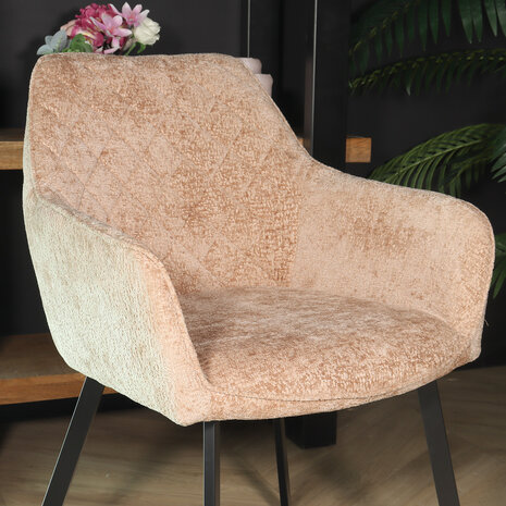 Lizzely Garden & Living Eetkamerstoel met armleuning Yurgan chenille taupe eetstoel Lizzely Garden & Living Eetkamerstoel met armleuning Yurgan chenille taupe eetstoel
