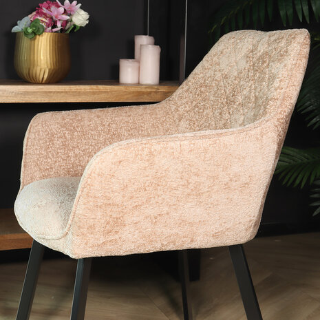 Lizzely Garden & Living Eetkamerstoel met armleuning Yurgan chenille taupe eetstoel Lizzely Garden & Living Eetkamerstoel met armleuning Yurgan chenille taupe eetstoel
