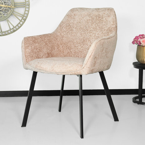 Lizzely Garden & Living Eetkamerstoel met armleuning Yurgan chenille taupe eetstoel Lizzely Garden & Living Eetkamerstoel met armleuning Yurgan chenille taupe eetstoel