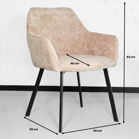 Lizzely Garden & Living Eetkamerstoel met armleuning Yurgan chenille taupe eetstoel Lizzely Garden & Living Eetkamerstoel met armleuning Yurgan chenille taupe eetstoel