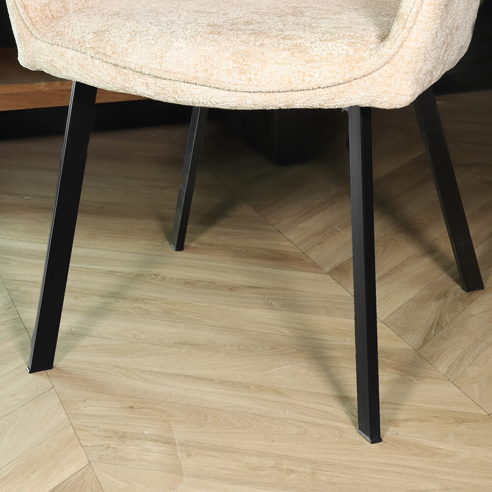 Eetkamerstoel met armleuning Yurgan chenille beige eetstoel