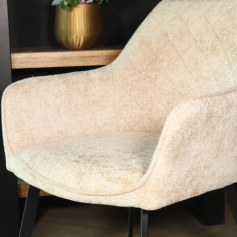 Lizzely Garden & Living Eetkamerstoel met armleuning Yurgan chenille beige eetstoel