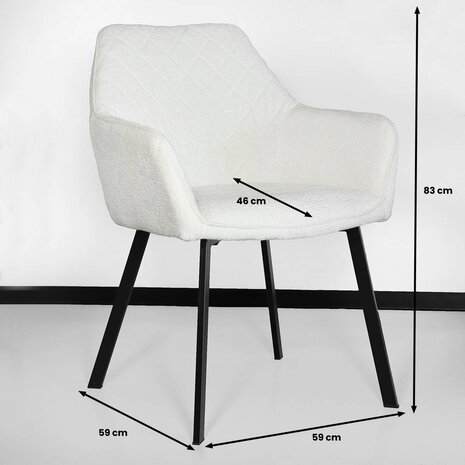 Lizzely Garden & Living Eetkamerstoel met armleuning Yurgan chenille wit eetstoel Lizzely Garden & Living Eetkamerstoel met armleuning Yurgan chenille wit eetstoel