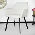 Eetkamerstoel met armleuning Yurgan chenille wit eetstoel Eetkamerstoel met armleuning Yurgan chenille wit eetstoel