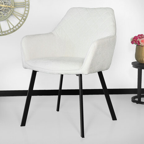 Lizzely Garden & Living Eetkamerstoel met armleuning Yurgan chenille wit eetstoel Lizzely Garden & Living Eetkamerstoel met armleuning Yurgan chenille wit eetstoel