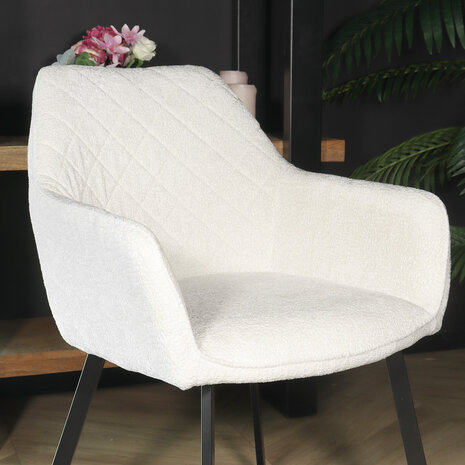 Lizzely Garden & Living Eetkamerstoel met armleuning Yurgan chenille wit eetstoel Lizzely Garden & Living Eetkamerstoel met armleuning Yurgan chenille wit eetstoel