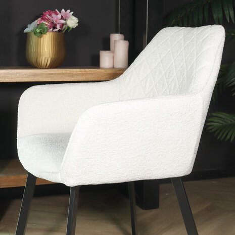 Lizzely Garden & Living Eetkamerstoel met armleuning Yurgan chenille wit eetstoel Lizzely Garden & Living Eetkamerstoel met armleuning Yurgan chenille wit eetstoel