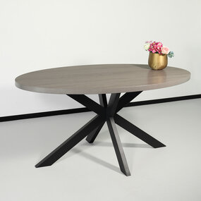 Lizzely Garden & Living Eettafel ovaal melamine 160cm Tommy grijs ovale tafel Lizzely Garden & Living Eettafel ovaal melamine 160cm Tommy grijs ovale tafel