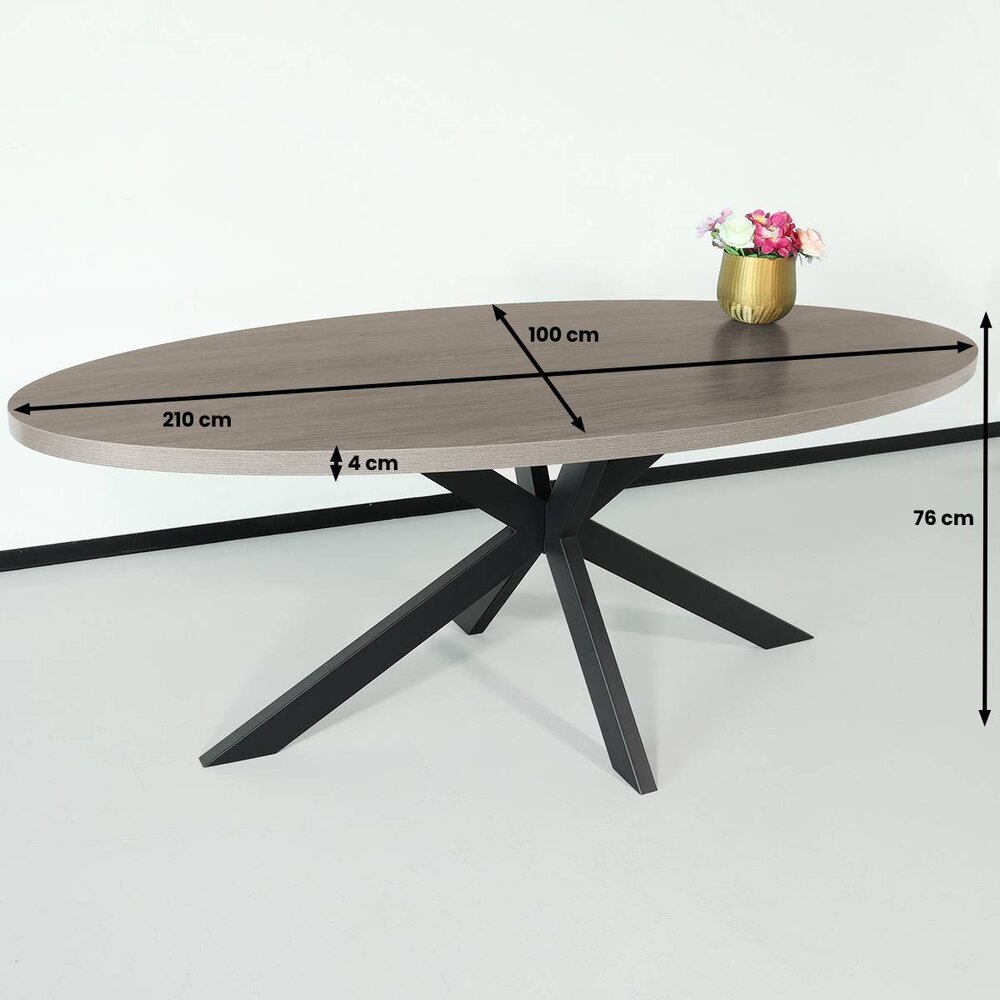 Eettafel ovaal melamine 210cm Tommy grijs ovale tafel Eettafel ovaal melamine 210cm Tommy grijs ovale tafel