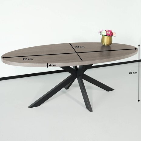 Lizzely Garden & Living Eettafel ovaal melamine 210cm Tommy grijs ovale tafel Lizzely Garden & Living Eettafel ovaal melamine 210cm Tommy grijs ovale tafel