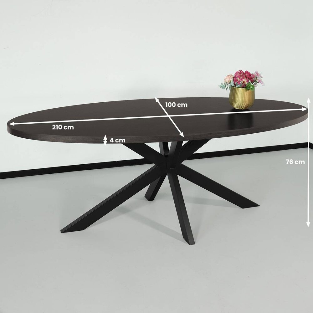 Eettafel ovaal melamine 210cm Tommy donker walnoot ovale tafel Eettafel ovaal melamine 210cm Tommy donker walnoot ovale tafel