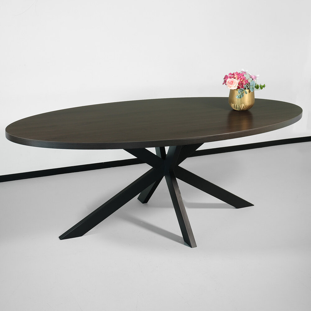 Eettafel ovaal melamine 210cm Tommy donker walnoot ovale tafel Eettafel ovaal melamine 210cm Tommy donker walnoot ovale tafel