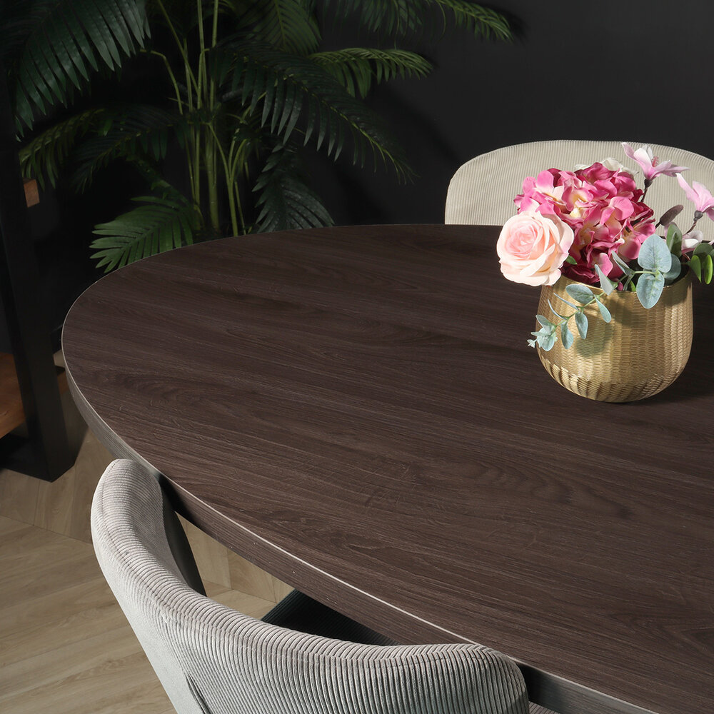 Eettafel ovaal melamine 210cm Tommy donker walnoot ovale tafel Eettafel ovaal melamine 210cm Tommy donker walnoot ovale tafel