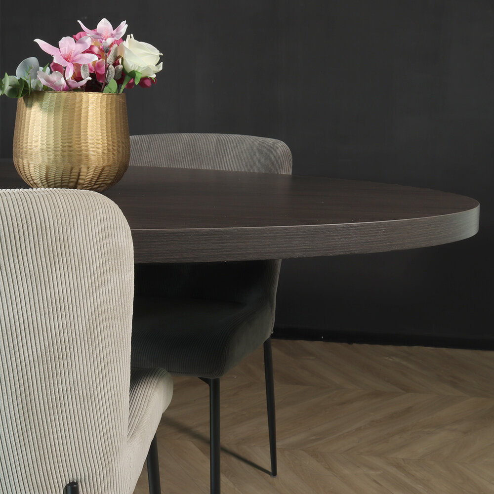 Eettafel ovaal melamine 210cm Tommy donker walnoot ovale tafel Eettafel ovaal melamine 210cm Tommy donker walnoot ovale tafel