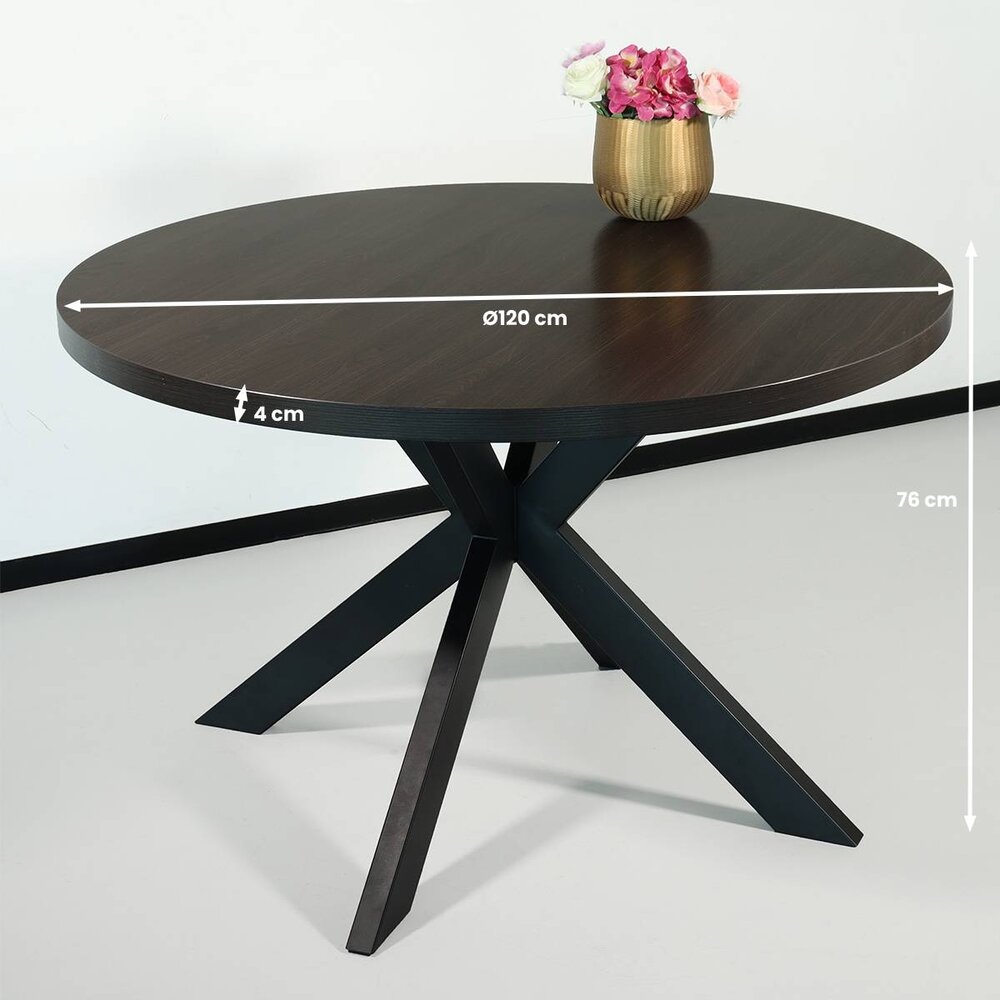 Eettafel rond melamine 120cm Sanne donker walnoot ronde tafel Eettafel rond melamine 120cm Sanne donker walnoot ronde tafel