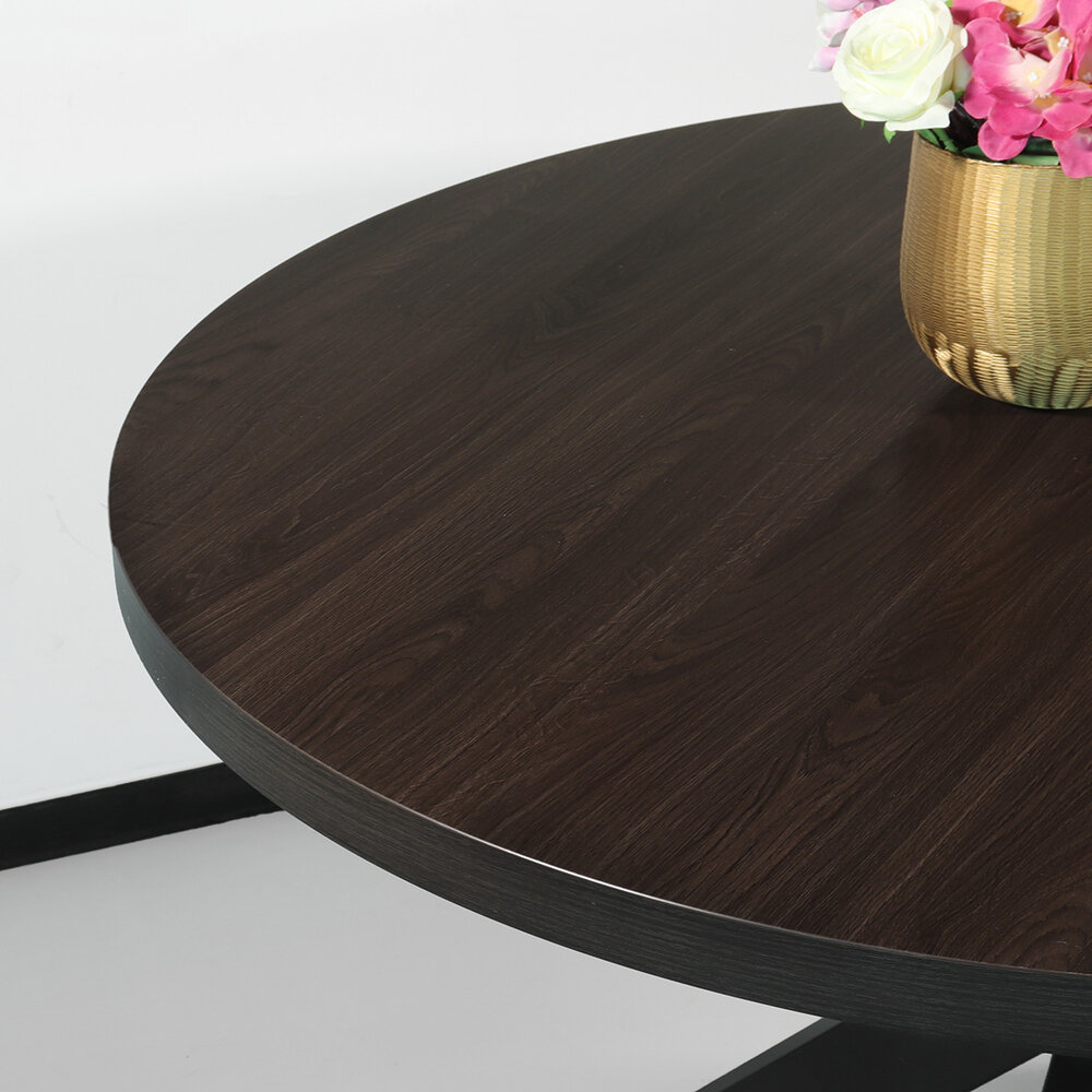 Eettafel rond melamine 120cm Sanne donker walnoot ronde tafel Eettafel rond melamine 120cm Sanne donker walnoot ronde tafel