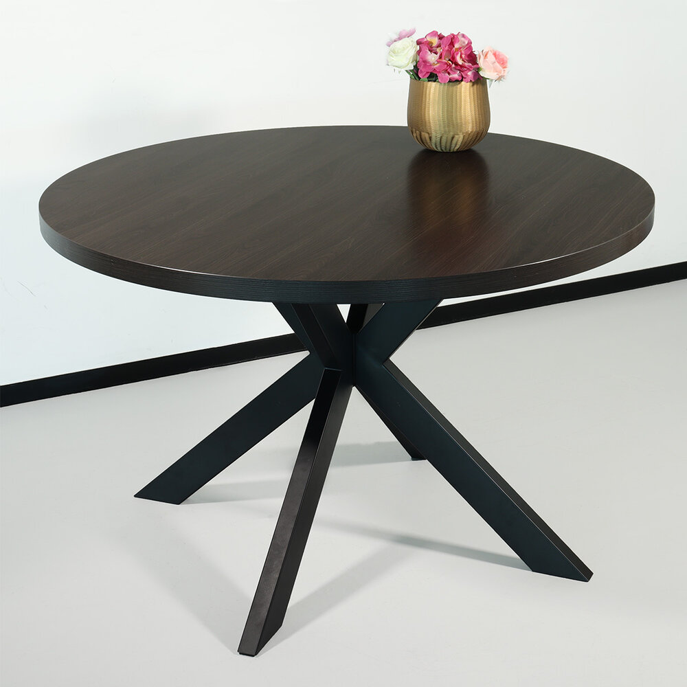 Eettafel rond melamine 120cm Sanne donker walnoot ronde tafel Eettafel rond melamine 120cm Sanne donker walnoot ronde tafel