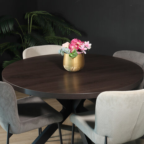 Lizzely Garden & Living Eettafel rond melamine 120cm Sanne donker walnoot ronde tafel Lizzely Garden & Living Eettafel rond melamine 120cm Sanne donker walnoot ronde tafel