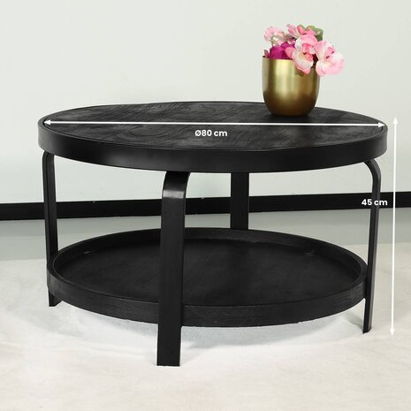 Lizzely Garden & Living Salontafel rond mangohout Marian zwart side table industrieel bijzettafel mango hout Lizzely Garden & Living Salontafel rond mangohout Marian zwart side table industrieel bijzettafel mango hout