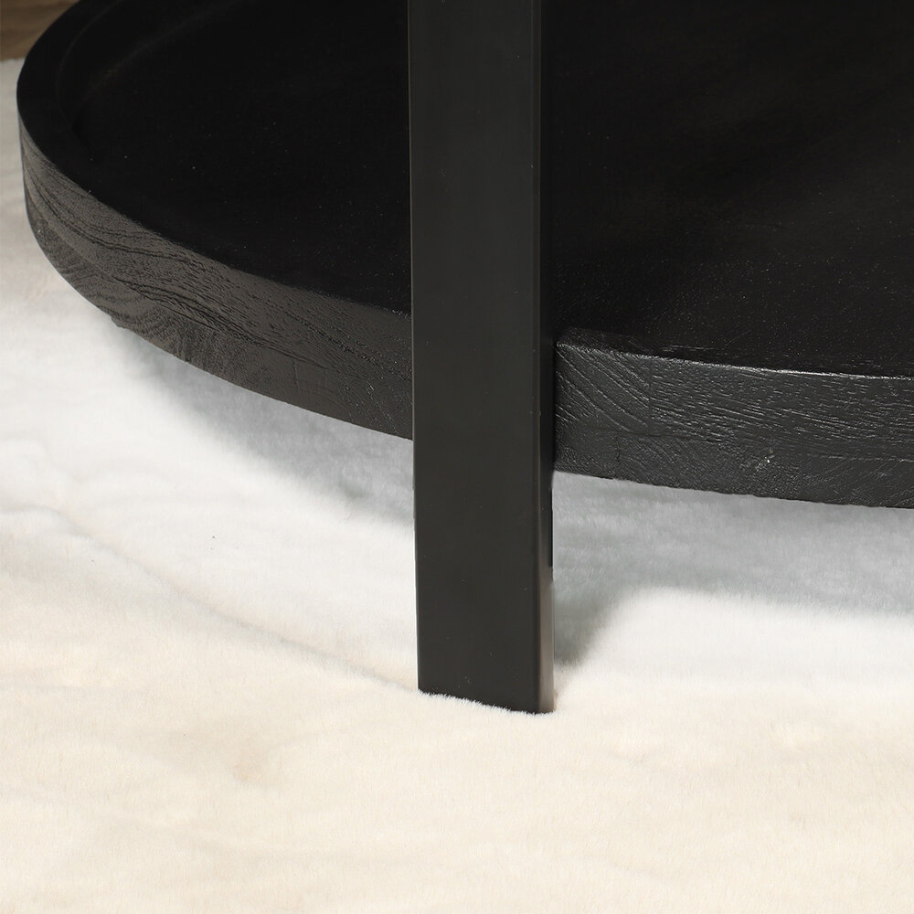 Salontafel rond mangohout Marian zwart side table industrieel bijzettafel mango hout Salontafel rond mangohout Marian zwart side table industrieel bijzettafel mango hout