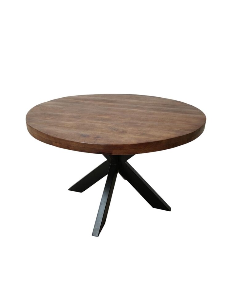 Eettafel rond mangohout 120cm Jones walnoot bruin ronde industriële tafel duurzaam mango eetkamertafel Eettafel rond mangohout 120cm Jones walnoot bruin ronde industriële tafel duurzaam mango eetkamertafel