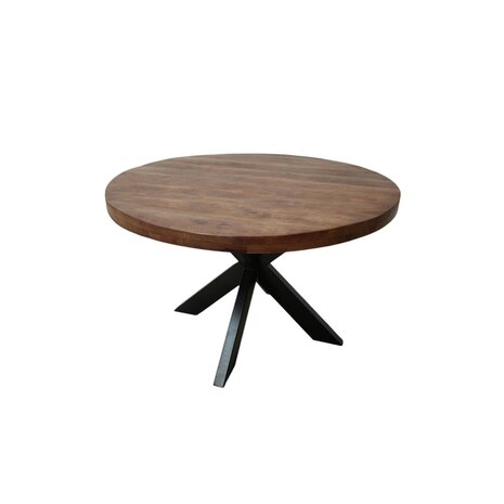 Lizzely Garden & Living Eettafel rond mangohout 120cm Jones walnoot bruin ronde industriële tafel duurzaam mango eetkamertafel Lizzely Garden & Living Eettafel rond mangohout 120cm Jones walnoot bruin ronde industriële tafel duurzaam mango eetkamertafel