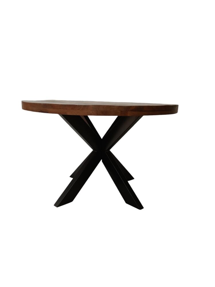 Eettafel rond mangohout 120cm Jones walnoot bruin ronde industriële tafel duurzaam mango eetkamertafel Eettafel rond mangohout 120cm Jones walnoot bruin ronde industriële tafel duurzaam mango eetkamertafel