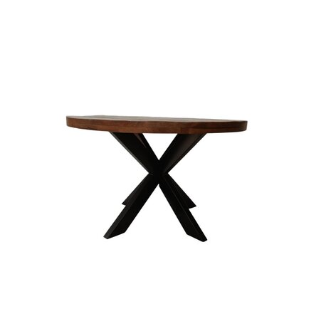 Lizzely Garden & Living Eettafel rond mangohout 120cm Jones walnoot bruin ronde industriële tafel duurzaam mango eetkamertafel Lizzely Garden & Living Eettafel rond mangohout 120cm Jones walnoot bruin ronde industriële tafel duurzaam mango eetkamertafel