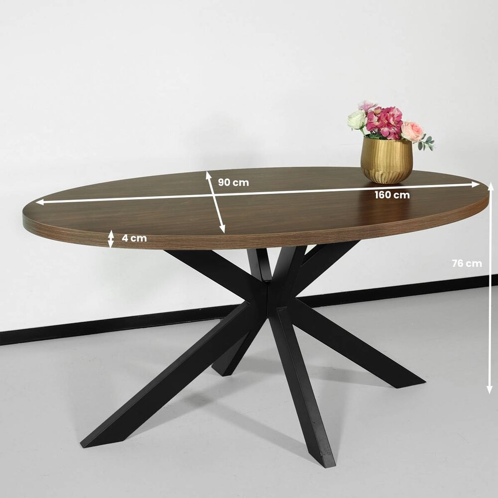 Eettafel ovaal melamine 160cm Tommy bruin ovale tafel Eettafel ovaal melamine 160cm Tommy bruin ovale tafel