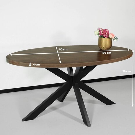 Lizzely Garden & Living Eettafel ovaal melamine 160cm Tommy bruin ovale tafel Lizzely Garden & Living Eettafel ovaal melamine 160cm Tommy bruin ovale tafel