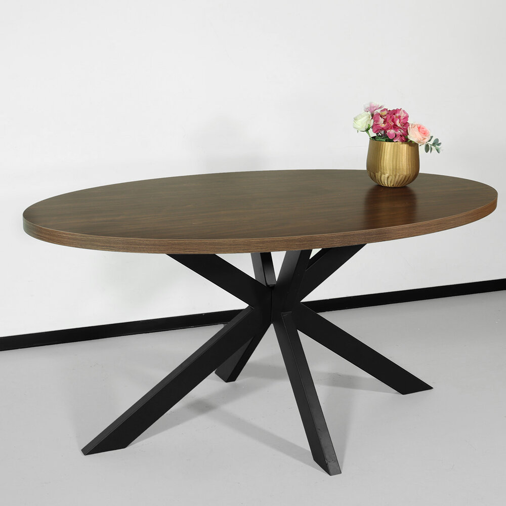 Eettafel ovaal melamine 160cm Tommy bruin ovale tafel Eettafel ovaal melamine 160cm Tommy bruin ovale tafel