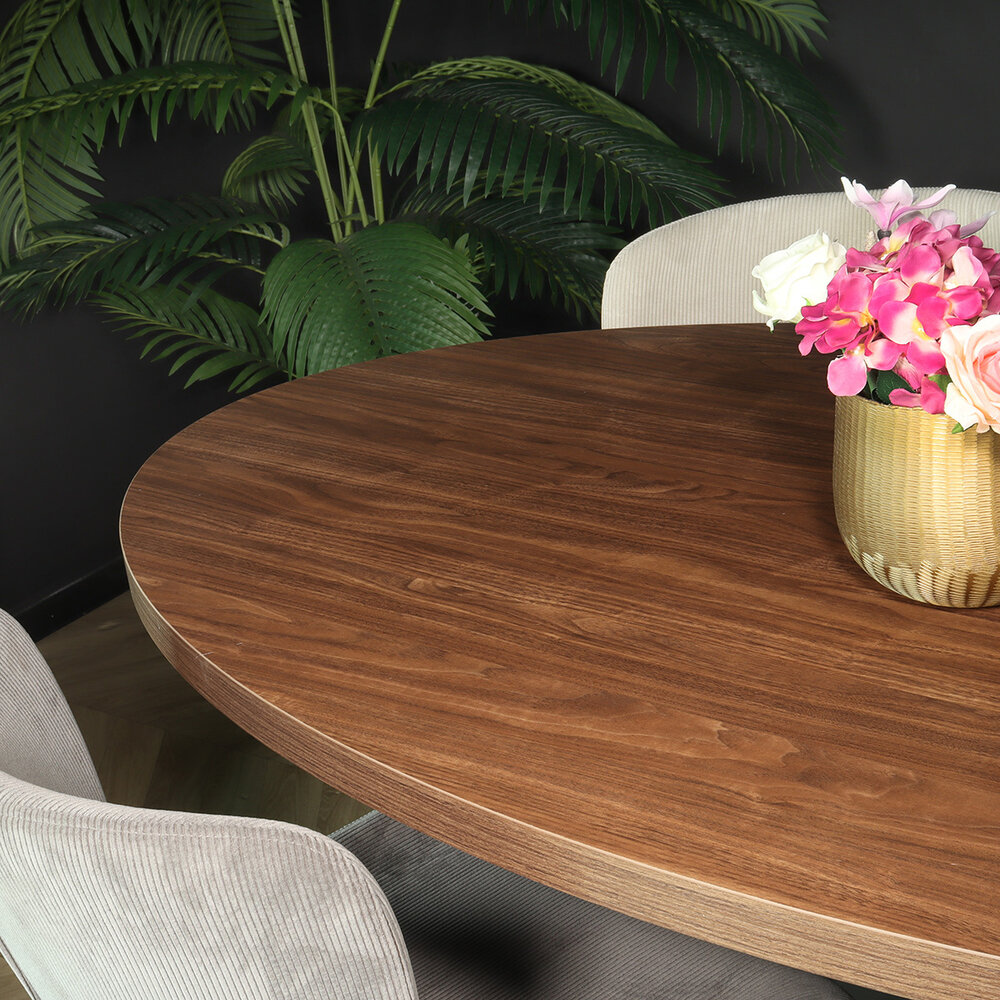 Eettafel ovaal melamine 160cm Tommy bruin ovale tafel Eettafel ovaal melamine 160cm Tommy bruin ovale tafel