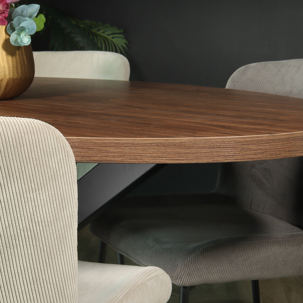 Eettafel ovaal melamine 160cm Tommy bruin ovale tafel Eettafel ovaal melamine 160cm Tommy bruin ovale tafel